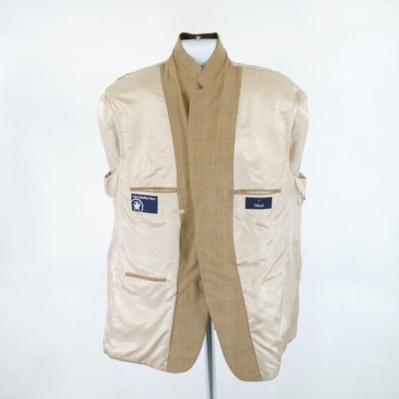 Hart Schaffner Marx Tan Basketweave Windowpane Sport Coat / Blazer 44L 2 Button‎ - Picture 11 of 13